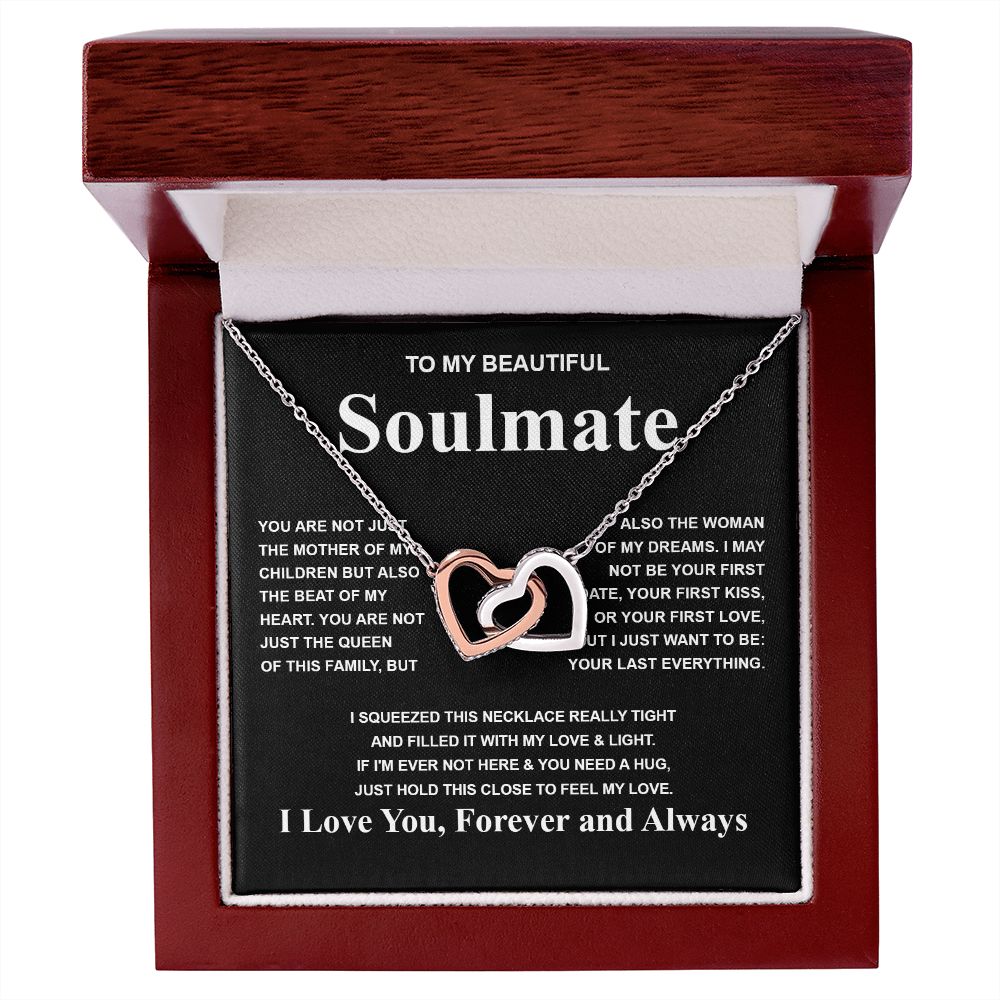 Gifts For Soulmate Birthday Gifts From Husband Necklace Valentines Days, Necklace for Future Soulmate, Anniversary Necklace Jewelry for Wife Necklace Gifts from Husband - Soulmate Gift Necklace with Message Card and Gift Box Interlocking Heart