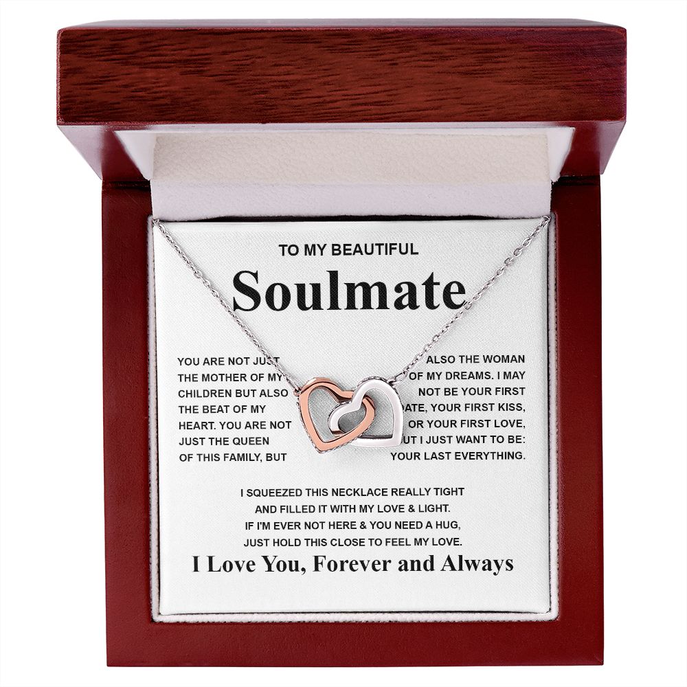 Gifts For Soulmate Birthday Gifts From Husband Necklace Valentines Days, Necklace for Future Soulmate, Valentine Necklace Jewelry for Wife Necklace Gifts from Husband - Soulmate Gift Necklace with Message Card and Gift Box Interlocking Heart