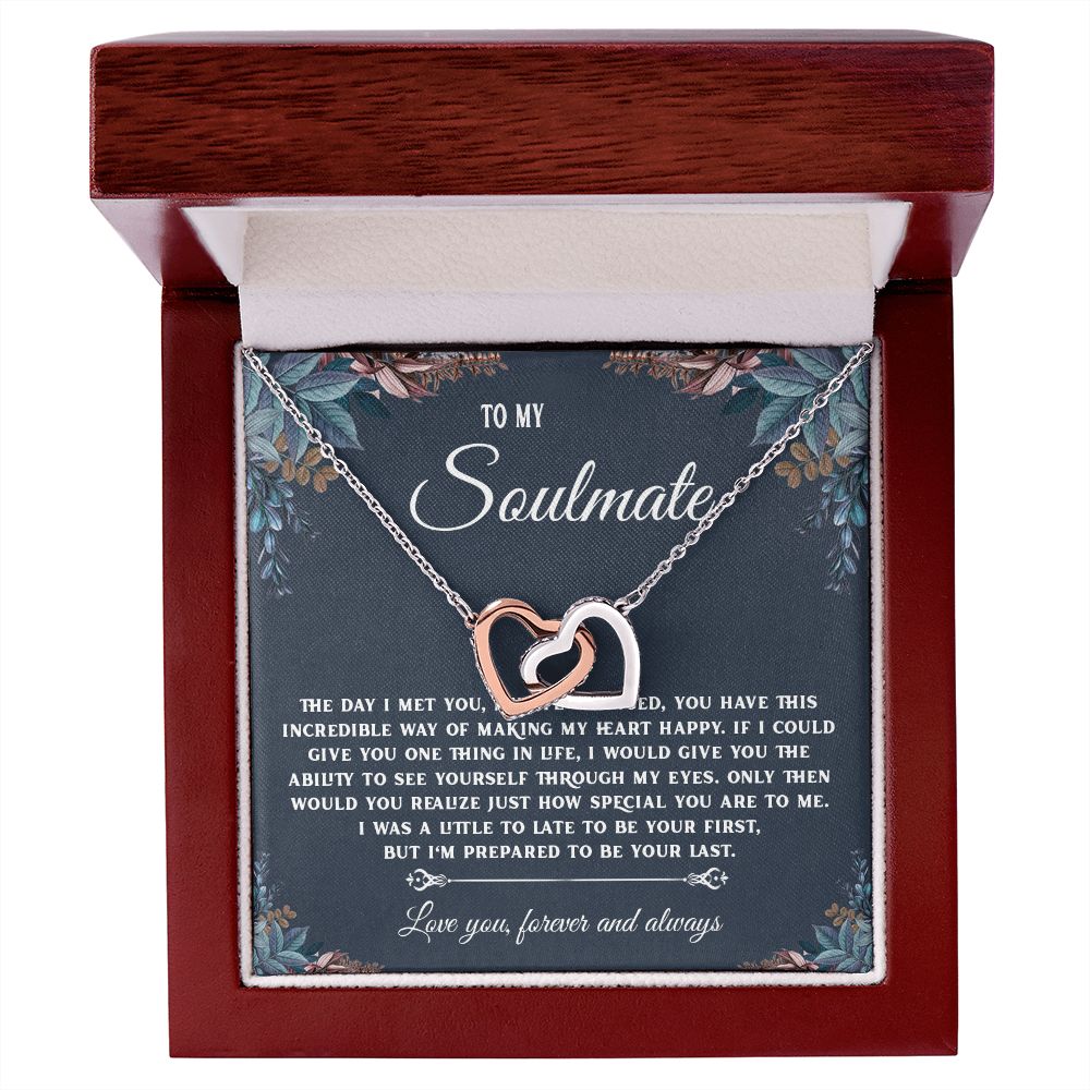 To My Soulmate Necklace Gift, Necklaces For Wife from Husband, Soulmate Necklace to My Beautiful Soulamte, Necklace For Soulmate with Message Card and Necklace Gift Box Gift Box Styles on Birthday, Christmas, Wedding, Anniversary, Valentine Interlocking H