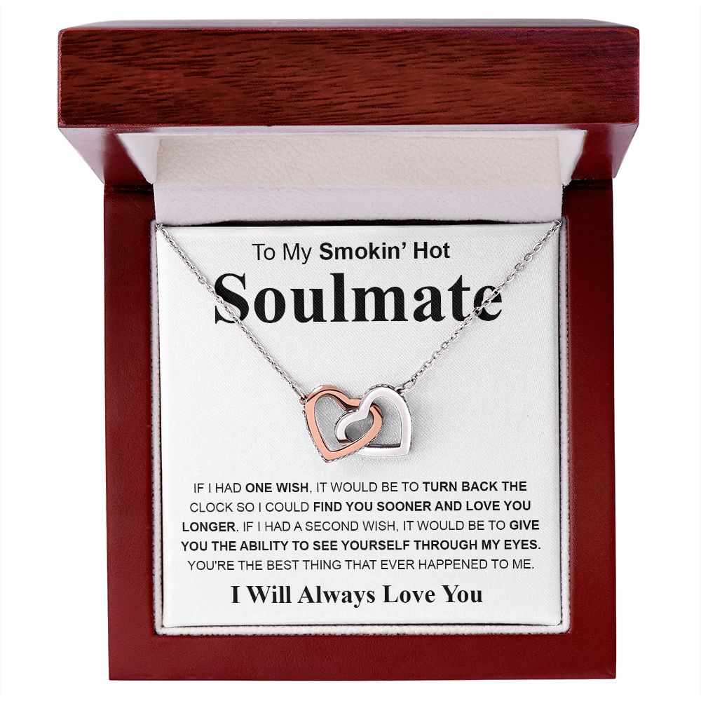 Gifts For Soulmate Birthday Gifts From Husband Necklace Valentines Day, Necklace for Future Soulmate, Wedding Anniversary Jewelry for Wife Necklace Gifts from Husband - Soulmate Gift Necklace with Message Card and Gift Box Interlocking Heart