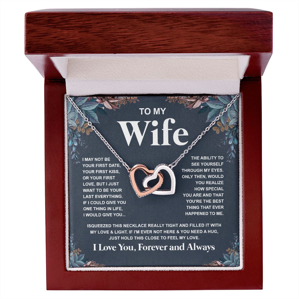 Couples Gifts Necklace To My Wife Necklace Anniversary Valentine Jewelry Romantic Gifts For My Wife Pendant Jewelry with Message Card and Box Necklaces for Women Valentines Day Happy Anniversary Wedding Present Interlocking Heart