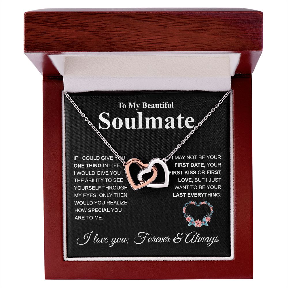 Beautiful Soulmate Necklace My Last Everything, Promise Necklace For Her, Fiance Gifts For Her, Valentine Gifts For Future Wife With Message Card Box LED, Soulmate Necklace For Women, To My Wife Necklace Interlocking Heart