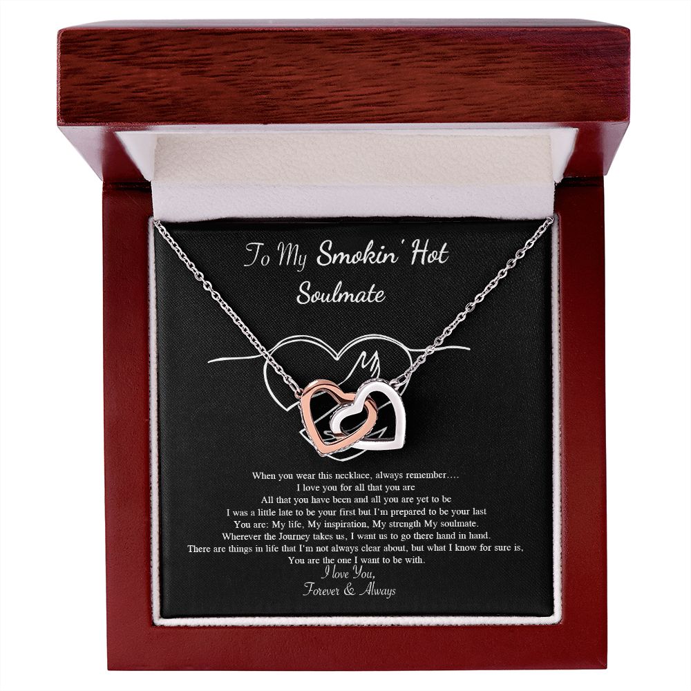 Couples Gifts Necklace To My Hot Soulmate Necklace, Necklace Gifts For Wife From Husband Jewelry Romantic Gifts For My Wife Necklace Custom Name Message Card and Gift Box Styles on Birthday, Christmas, Wedding, Anniversary, Valentine Interlocking Heart