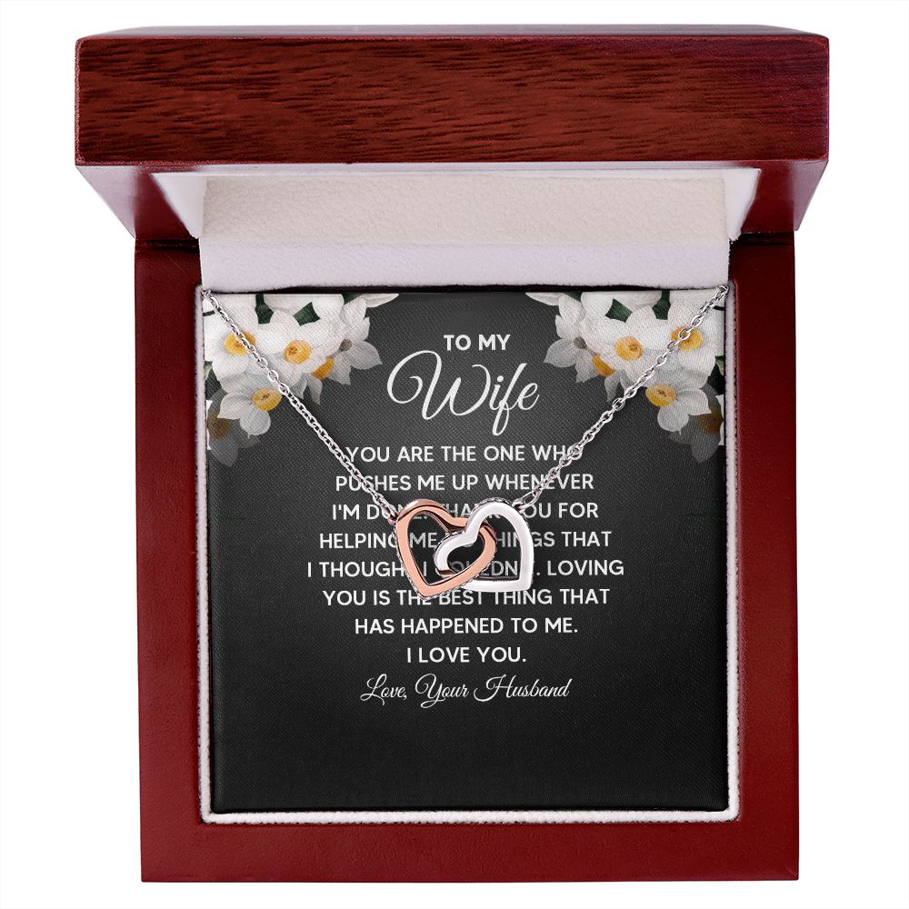 Wife Necklace Gifts From Husband, Wedding Anniversary Jewelry For Wife From Husband, Wife Birthday From Husband  Message Card and Gift Box styles On Birthday, Christmas, Anniversary Interlocking Heart