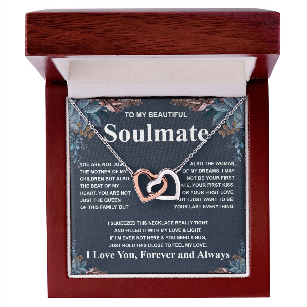 Gifts For Soulmate Birthday Gifts From Husband Necklace Valentines Days, Necklace for Future Soulmate, Birthday Wedding Jewelry for Wife Necklace Gifts from Husband - Soulmate Gift Necklace with Message Card and Gift Box Interlocking Heart