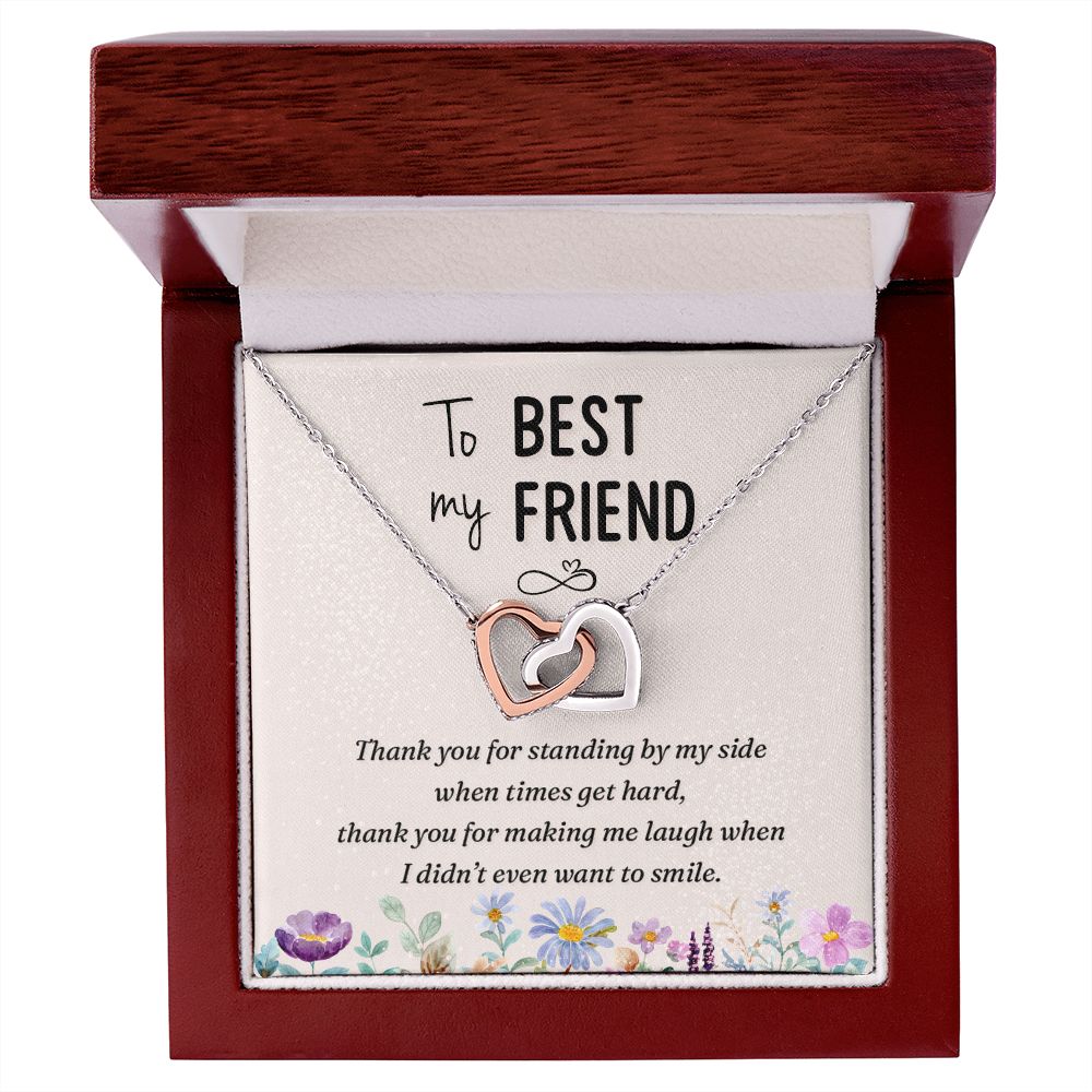 To My Best Friend On Her Wedding Day Necklace, Soul Sisters Necklace, BFF Necklace, Best Friend Gift Jewelry, Long Distance, Friends, Meaningful Necklace Message Card and Gift Box Styles on Birthday, Christmas, Anniversary  Interlocking Heart