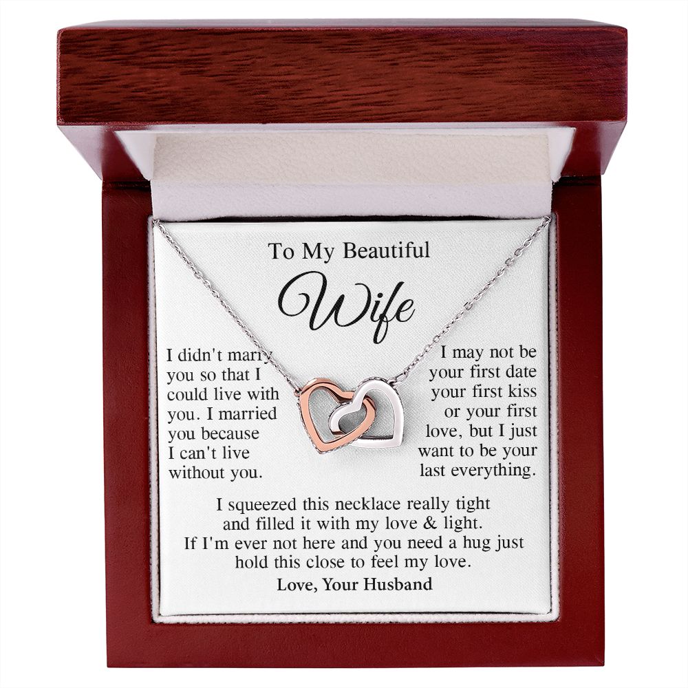 Wife Necklace Gift From Husband, Wedding Anniversary Romantic Gifts for Wife from Husband, Wife Birthday Gifts Message Card and Necklace Gifts Box Gift Box Styles on Birthday, Wedding, Anniversary, Valentine Interlocking Heart