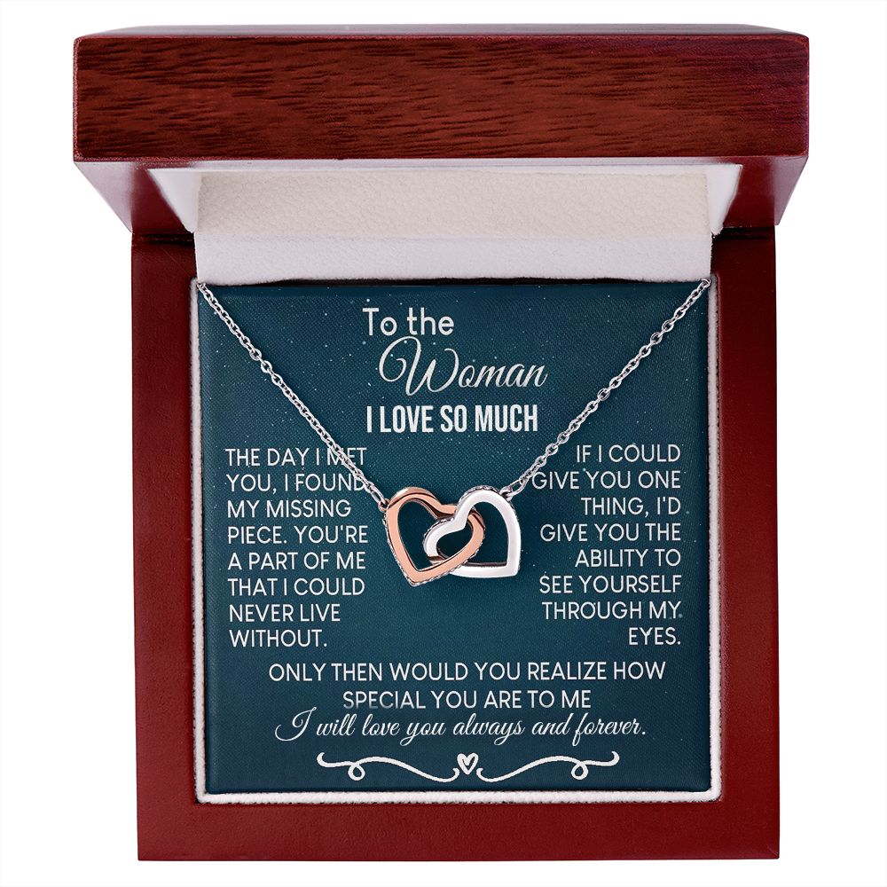 To The Woman Necklace Future Wife Gifts, Promise Necklace For Her, Fiance Gifts For Her, Valentine Birthday Gifts For Future Wife With Message Card Box LED, Soulmate Necklace For Women, To My Wife Necklace Interlocking Heart