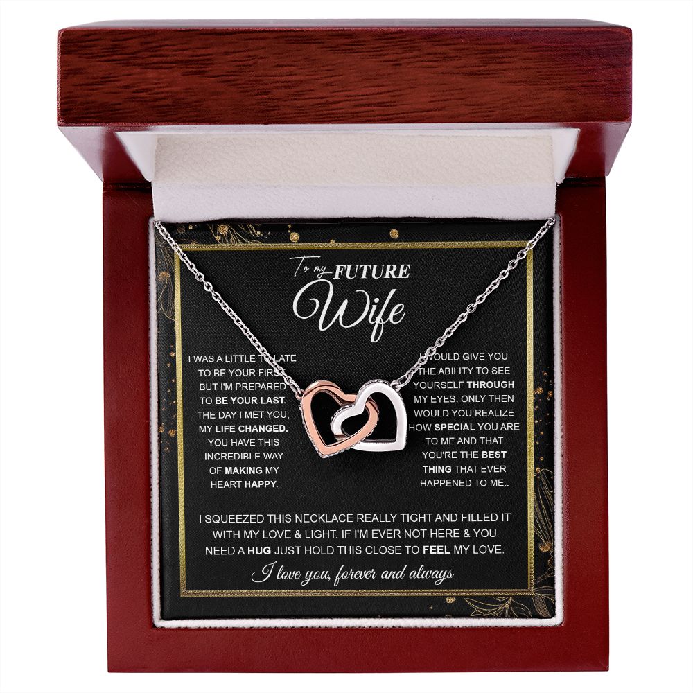 to My Future Wife Necklace Future Wife Gifts, Promise Necklace For Her, Fiance Gifts For Her, Valentine Birthday Gifts For Future Wife With Message Card Box LED, Soulmate Necklace For Women, To My Wife Necklace Interlocking Heart