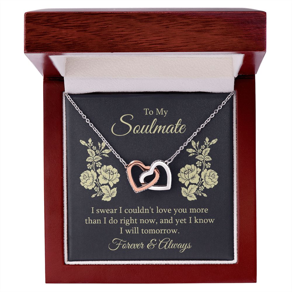 To My Soulmate Necklace for her Jewelry For Her Couples Gifts Necklaces For Soul Mate Christmas Jewelry, Forever & Always, Love Knot Meaningful Necklace Message Card and Gift Box Styles on Birthday, Christmas, Anniversary Interlocking Heart