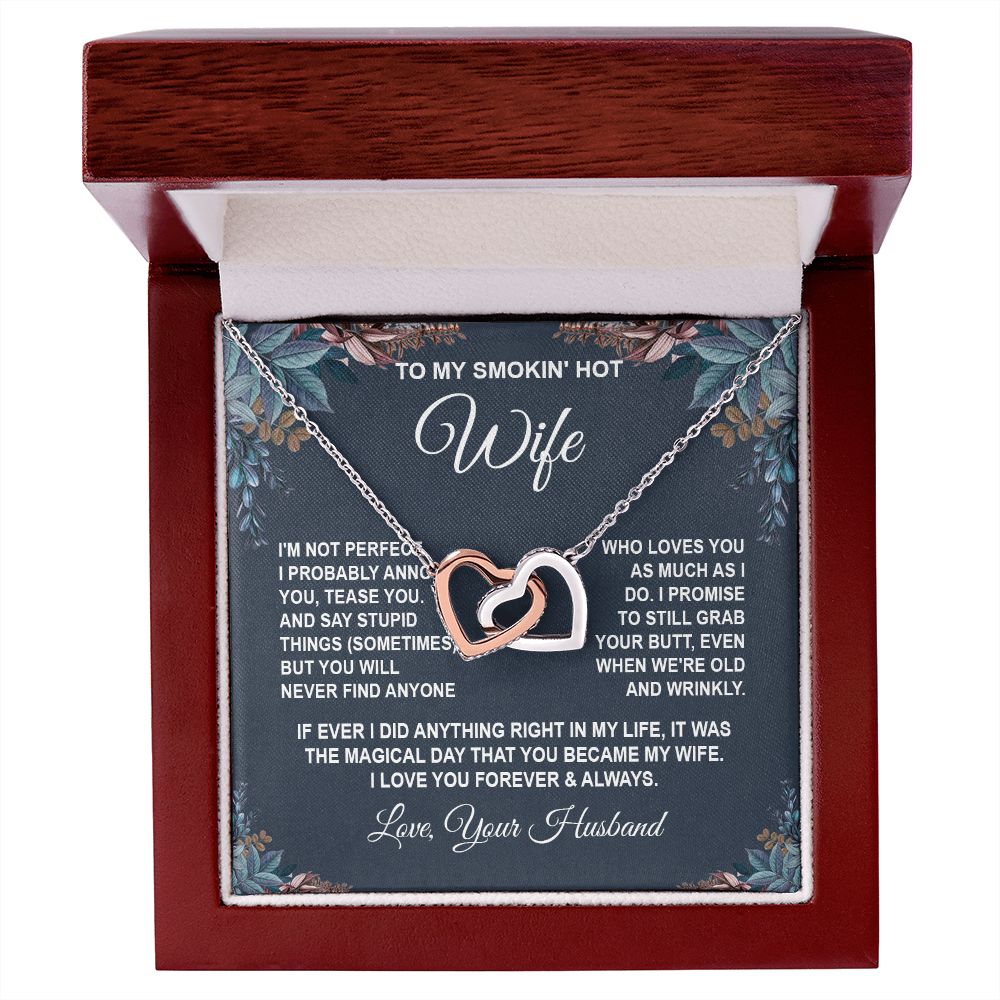Wife Necklace Gifts from Husband, Anniversary Gifts for Wife from Husband, Wife Valentine Gifts from Husband, To My Wife Necklace Message Card and Necklace Gifts Box Gift Box Styles on Birthday, Wedding, Anniversary, Valentine Interlocking Heart
