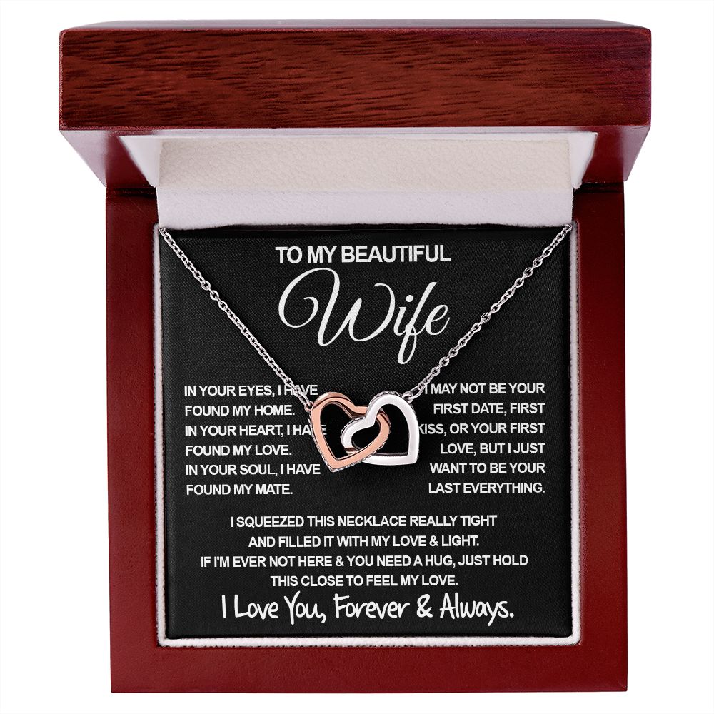 To My Beautiful Wife Necklace, Soulmate Jewelry For Women, Wife Necklace From Husband, Soulmate Valentine Gifts Necklace For Wife, Soulmate Gifts For Her, To My Future Wife Necklace Soulmate Interlocking Heart