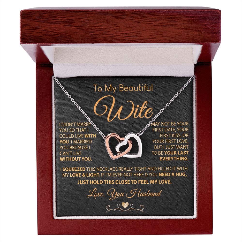 My Beautiful Soulmate Necklace Future Wife Gifts, Promise Necklace For Her, Fiance Gifts For Her, Valentine Gifts For Future Wife With Message Card Box LED, Soulmate Necklace For Women, To My Wife Necklace Interlocking Heart