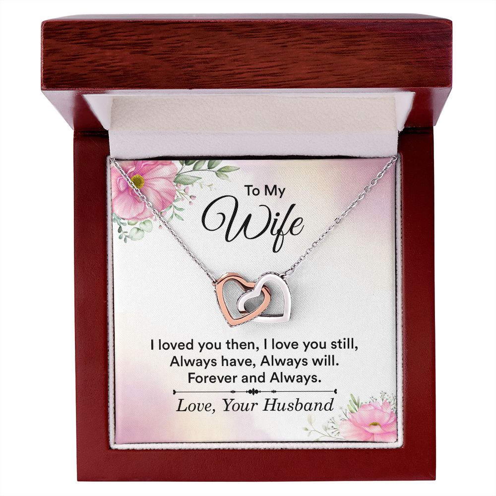 To My Wife Necklace, Wife Necklace, Wife Gift, WIfe Gift From Husband, Happy Anniversary, Meaningful Necklace Message Card and Gift Box Styles on Birthday, Christmas, Anniversary Interlocking Heart