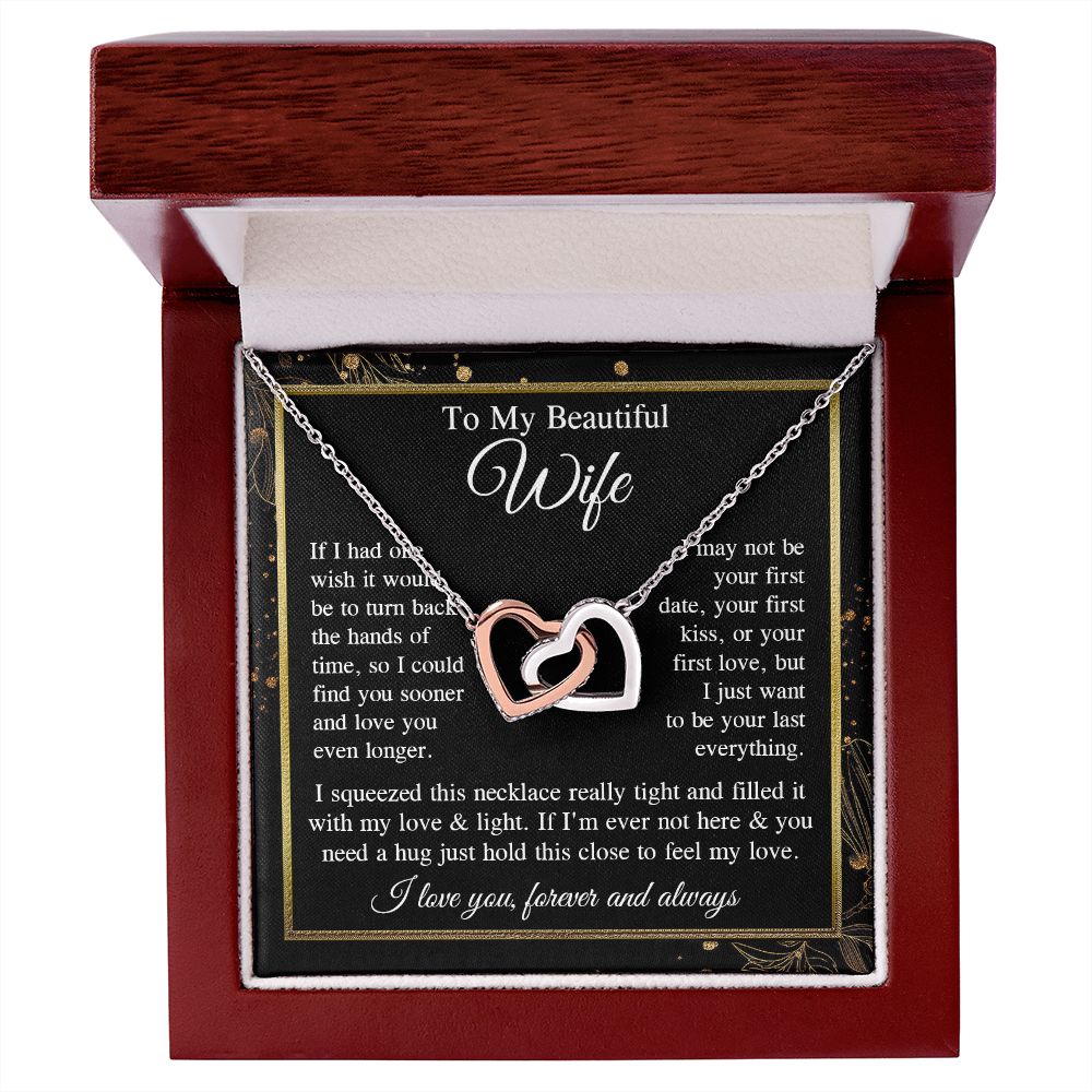 Wife Necklace Gift for Her, Soulmate Jewelry, Necklace for Future Wife, Valentine Jewelry for Wife Necklace Gifts from Husband - Soulmate Gift Necklace with Message Card and Gifts Box Interlocking Heart