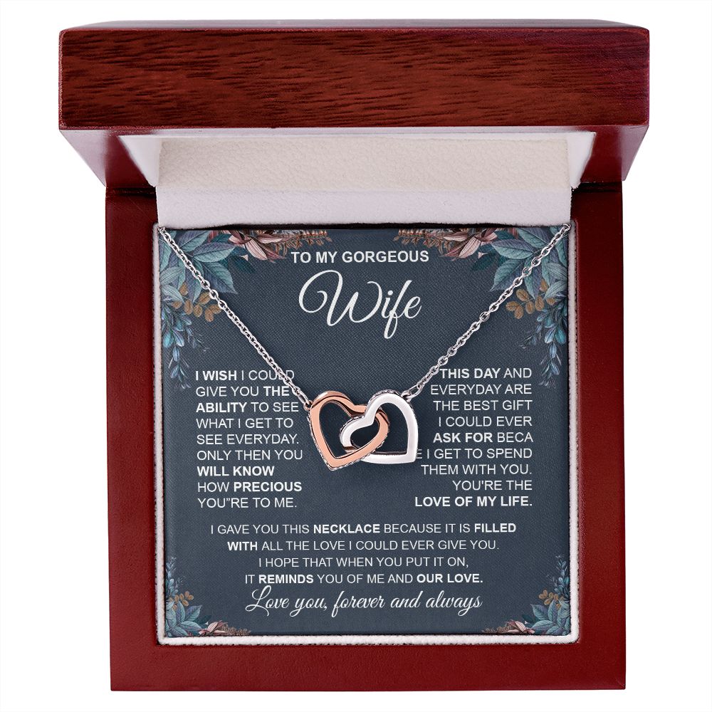 to My Wife Necklace from Husband, Necklaces for Wife from Husband, to My Soulmate Necklace for Women, Soulmate Jewelry for Wife Anniversary Jewelry Gifts for Wife Valentine Gifts from Husband Interlocking Heart