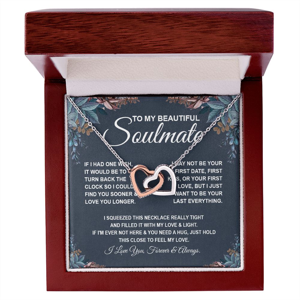 To My Beautiful Soulmate Necklace, Soulmate Jewelry For Women, Wife Necklace From Husband, Soulmate Gifts For Her, To My Future Soulmate Necklace Message Card and Necklace Gift Box Gift Box Styles on Birthday, Wedding, Anniversary, Valentine Interlocking