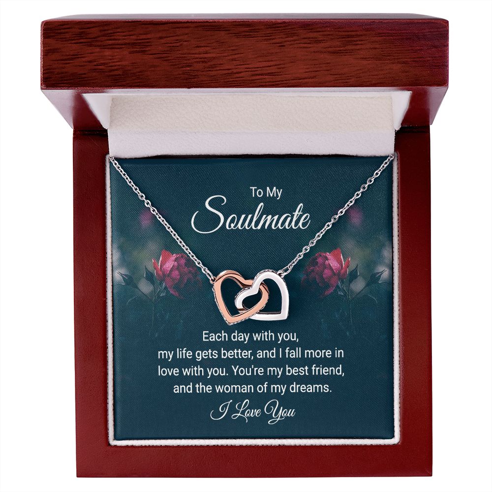 To My Soulmate Necklace for her Jewelry For Her Couples Gifts Necklaces For Soul Mate Christmas Jewelry, Dear Wife, Forever & Always, Love Knot Meaningful Necklace Message Card and Gift Box Styles on Birthday, Christmas, Anniversary Interlocking Heart