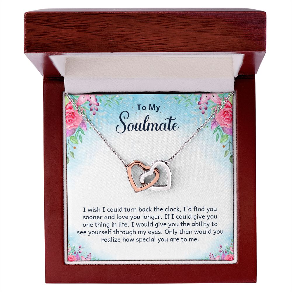 Couples Gifts Necklace To My Soulmate Necklace Gifts For My Wife, Love Knot Meaningful Necklace Message Card and Gift Box Styles on Birthday, Christmas, Anniversary Interlocking Heart
