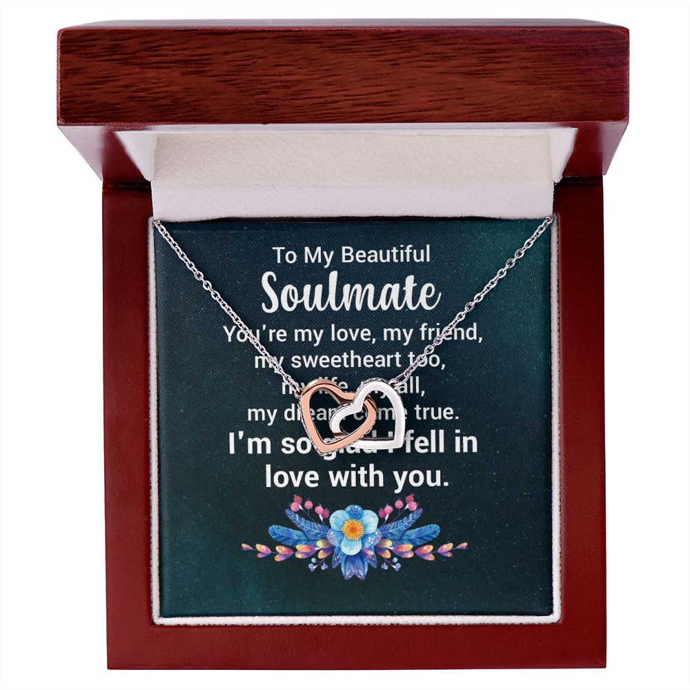 Couples Gifts, Beautiful Soulmate Necklace Gifts From Husband, Wedding Anniversary Jewelry For Wife From Husband, Wife Birthday From Husband, To My Unbiological Sister Message Card and Gift Box styles On Birthday, Christmas, Anniversary  Interlocking Hear