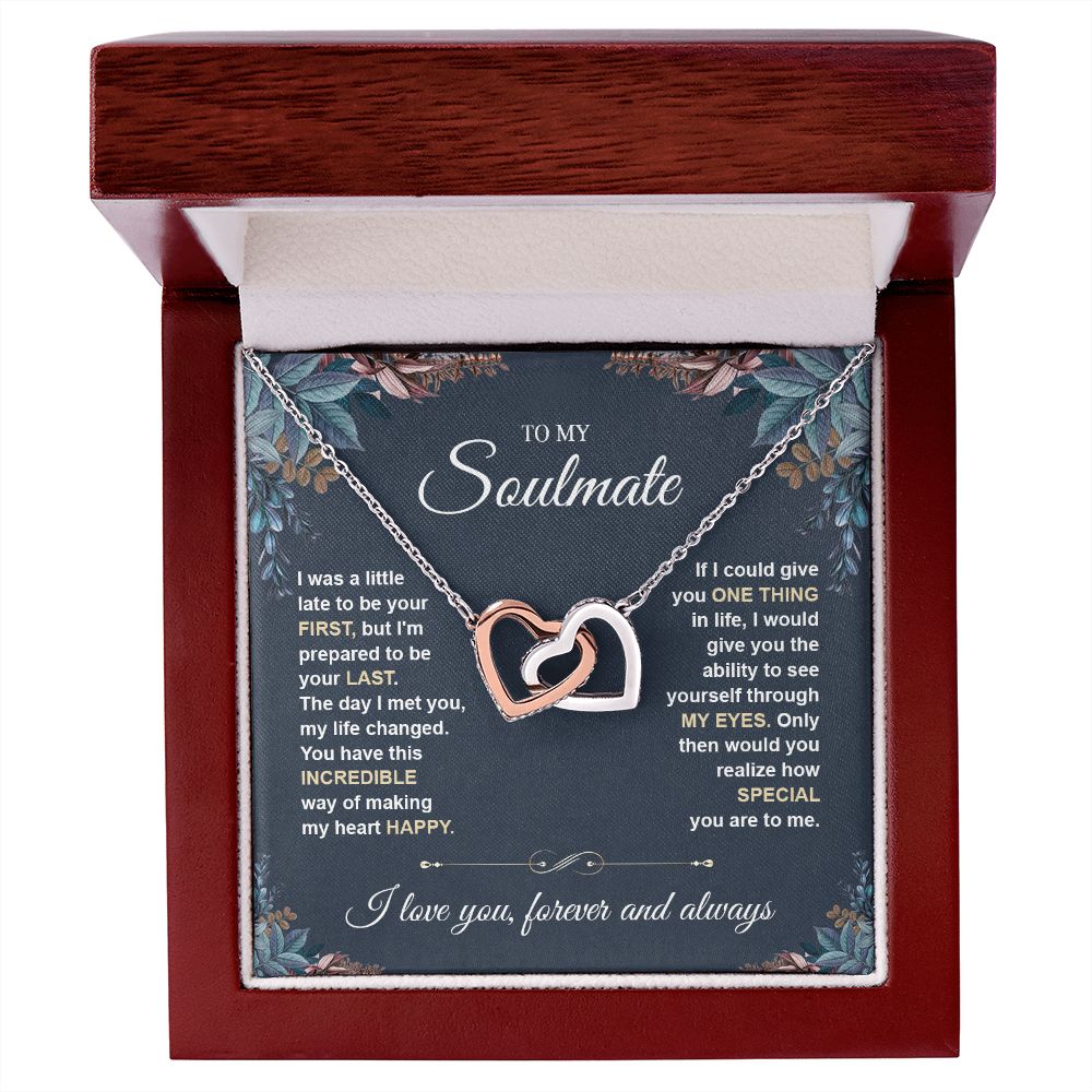 To My Soulmate Necklace for Women, Necklaces Gift For Wife from Husband, Soulmate Jewelry to My Future Wife Necklace, Necklace For Girlfriend with Message Card and Necklace Gift Box Gift Box Styles on Birthday, Christmas, Wedding, Anniversary Interlocking