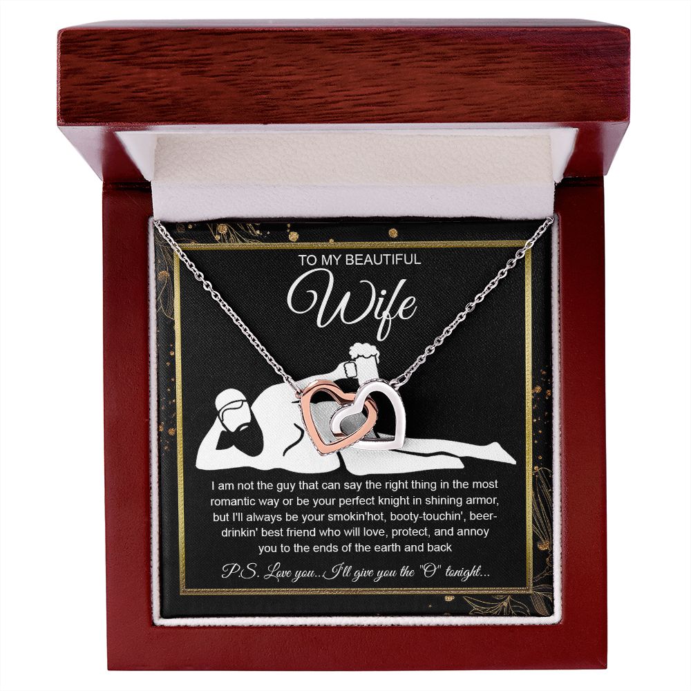 To My Beautiful Wife Necklace For Women, Funny Gifts For Girlfriend,Valentine Christmas Presents For Girlfriend, Best Birthday Meaningful Gift Ideas For Wife, Women Romantic Jewelry For Her Wedding Message Card and Gift Box Styles  Interlocking Heart