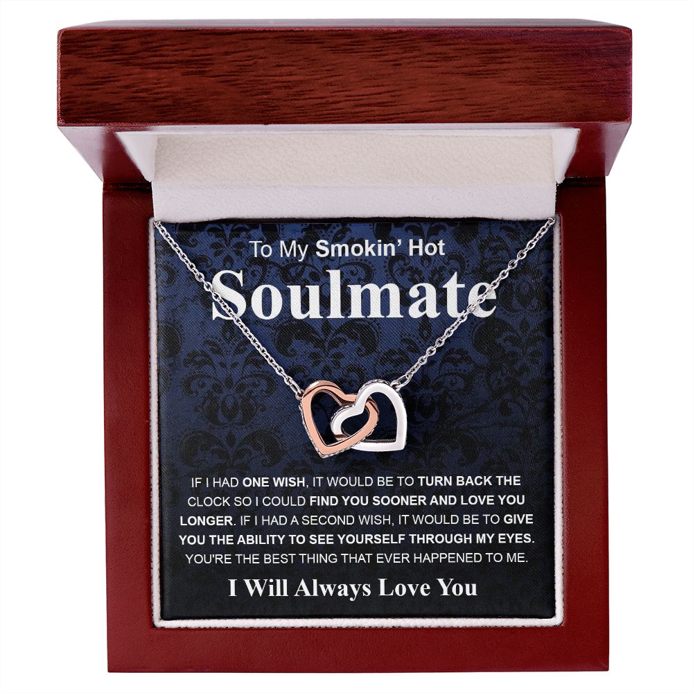 Gifts For Soulmate Birthday Gifts From Husband Necklace Valentines Day, Necklace for Future Soulmate, Wedding Valentine Jewelry for Wife Necklace Gifts from Husband - Soulmate Gift Necklace with Message Card and Gift Box Interlocking Heart