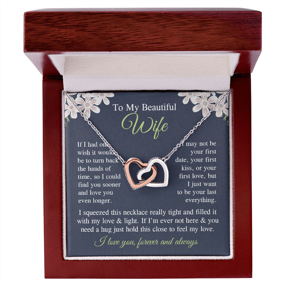 Wife Necklace Gift for Her, Soulmate Jewelry, Necklace for Future Soulmate, Valentine Anniversary Jewelry for Wife Necklace Gifts from Husband - Soulmate Gift Necklace with Message Card and Gift Box Interlocking Heart