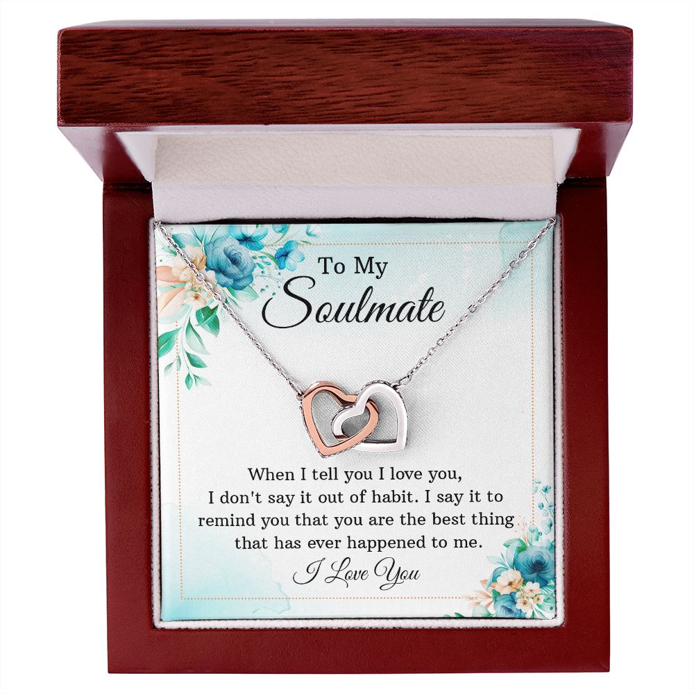 To My Soulmate, To My Wife Necklace, Wife Necklace, Wife Gift, WIfe Gift From Husband, Happy Anniversary, Meaningful Necklace Message Card and Gift Box Styles on Birthday, Christmas, Anniversary Interlocking Heart