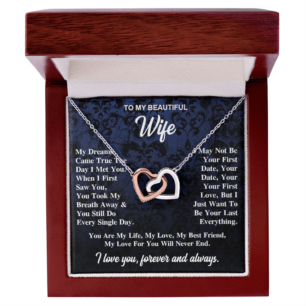 To My Wife Necklace Gift for Her, Soulmate Jewelry, Necklaces for Wife from Husband, Wedding To My Wife Necklace, Soulmate Gifts, Necklace Message Card and Gift Box Styles on Birthday, Wedding, Anniversary, Valentine Interlocking Heart