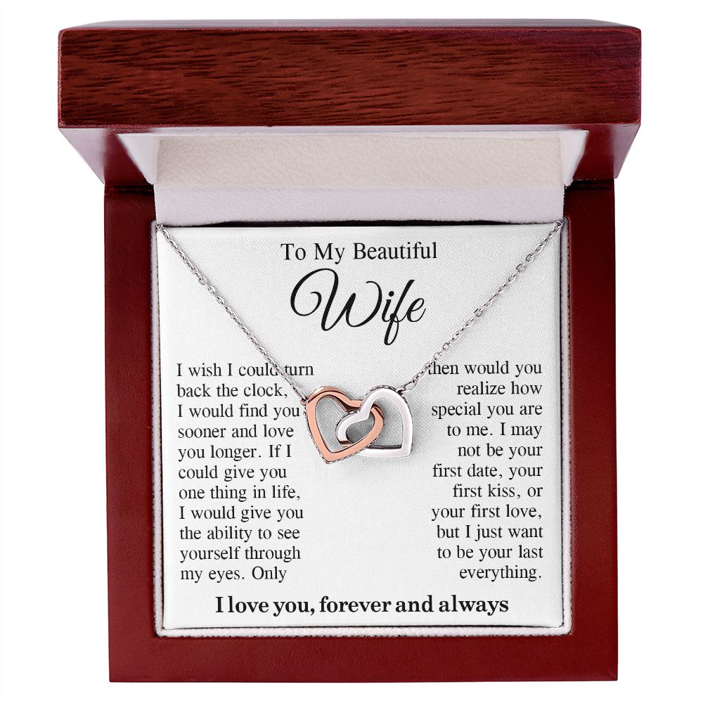 To My Beautiful Soulmate Necklace Gift, Wife Gifts From Husband, Valentine Gifts For Wife From Husband To My Soulmate Necklace Message Card and Necklace Gift Box Gift Box Styles on Birthday, Wedding, Anniversary, Valentine Interlocking Heart