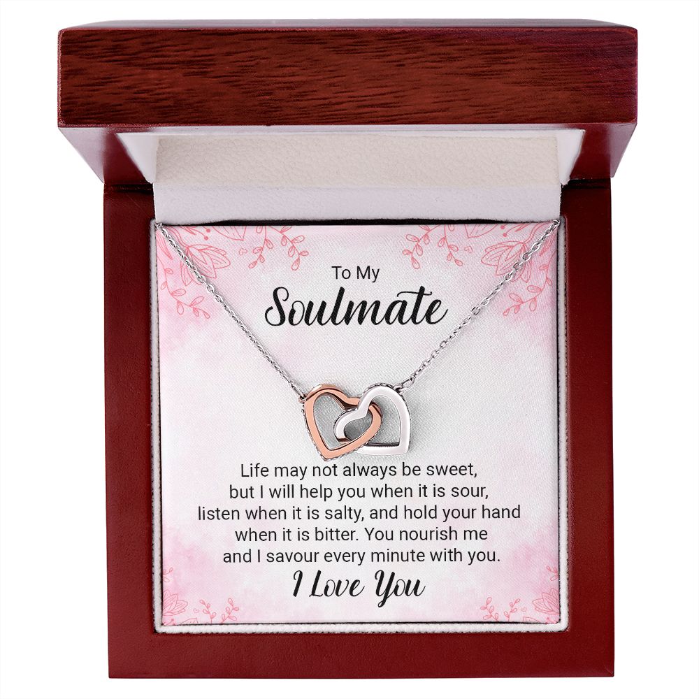 To My Soulmate Necklace for her Jewelry For Her Couples Gifts Necklaces For Soul Mate Christmas Jewelry, Love Knot Meaningful Necklace Message Card and Gift Box Styles on Birthday, Christmas, Anniversary Interlocking Heart