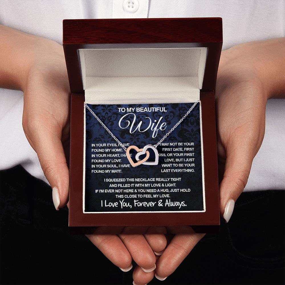 To My Beautiful Wife Necklace, Soulmate Jewelry For Women, Wife Necklace From Husband, Soulmate Anniversary Gifts Necklace For Wife, Soulmate Gifts For Her, To My Future Wife Necklace Soulmate Interlocking Heart