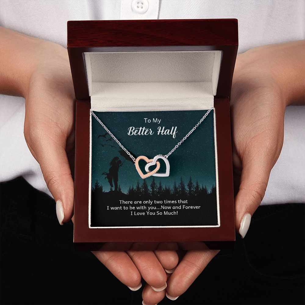 Couples Gifts Necklace To My Better Half Necklace Gifts For My Wife, I Love You, Happy Anniversary My Love, Love Knot Meaningful Necklace Message Card and Gift Box Styles on Birthday, Christmas, Anniversary Interlocking Heart