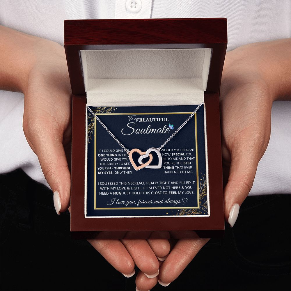 Couples Gifts, To My Dear Wife Necklace Gifts From Husband, Wedding For Wife From Husband, Wife Birthday From Husband, To My Beautiful Wife, Necklace Custom Name Message Card and Gift Box Styles on Birthday, Christmas, Wedding, Anniversary Interlocking He