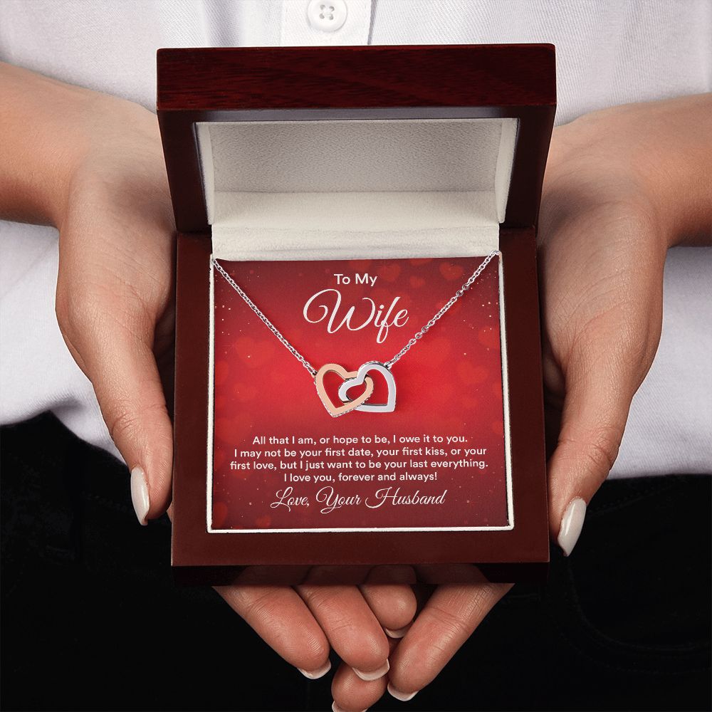 Couples Gifts,My Wife Necklace Gifts From Husband, Wedding Anniversary Jewelry For Wife From Husband, Wife Birthday From Husband, To My Soulmate Message Card and Gift Box styles On Birthday, Christmas, Anniversary  Interlocking Heart