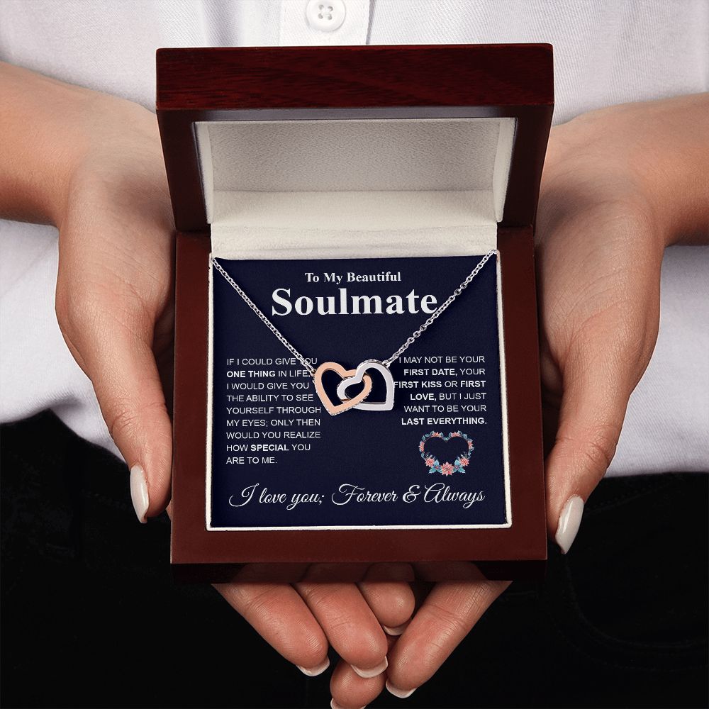 My Beautiful Soulmate Necklace My Last Everything, Promise Necklace For Her, Fiance Gifts For Her, Valentine Gifts For Future Wife With Message Card Box LED, Soulmate Necklace For Women, To My Wife Necklace copy Interlocking Heart