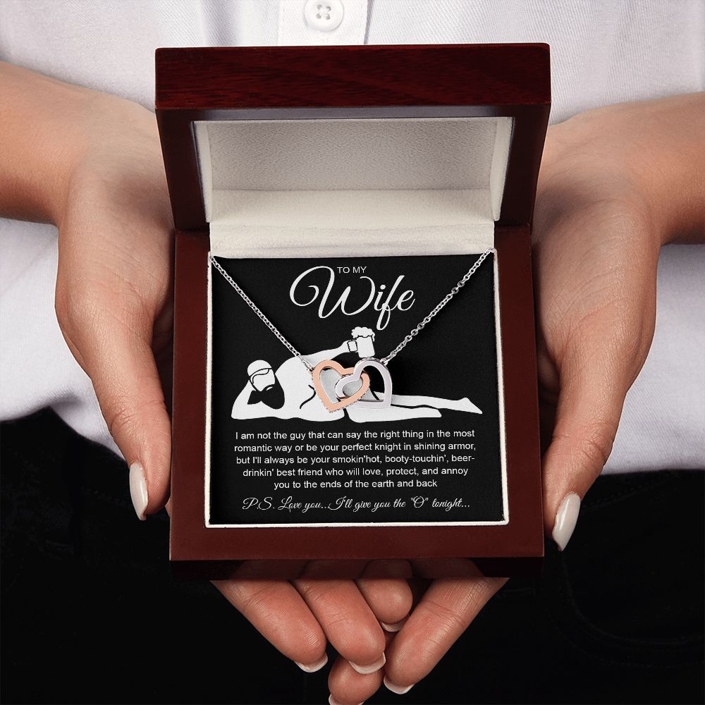 To My Wife Necklace For Women, Funny Gifts For Girlfriend,Valentine Christmas Presents For Girlfriend, Best Birthday Meaningful Gift Ideas For Wife, Women Romantic Jewelry For Her Anniversary Message Card and Gift Box Styles Interlocking Heart