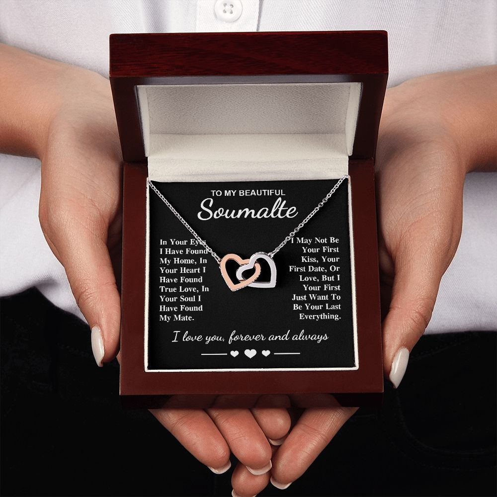 To My Beautiful Soulmate Necklace Gifts, Soulmate for Wife Birthday Gifts from Husband, Valentine for Women, Soulmate Gifts, Message Card and Necklace Gifts Box Gift Box Styles on Birthday, Wedding, Anniversary, Valentine Interlocking Heart