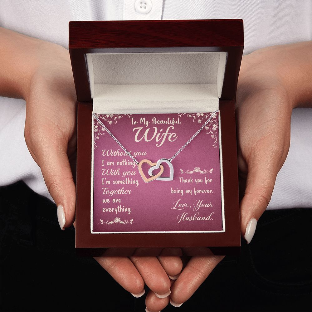 Couples Gifts,To My Wife Girlfriend Necklace Gifts From Husband, Wedding Anniversary Jewelry For Wife From Husband, Wife Birthday From Husband, To My Beautiful Wife Girlfriend Message Card and Gift Box styles On Birthday, Christmas, Anniversary  Interlock