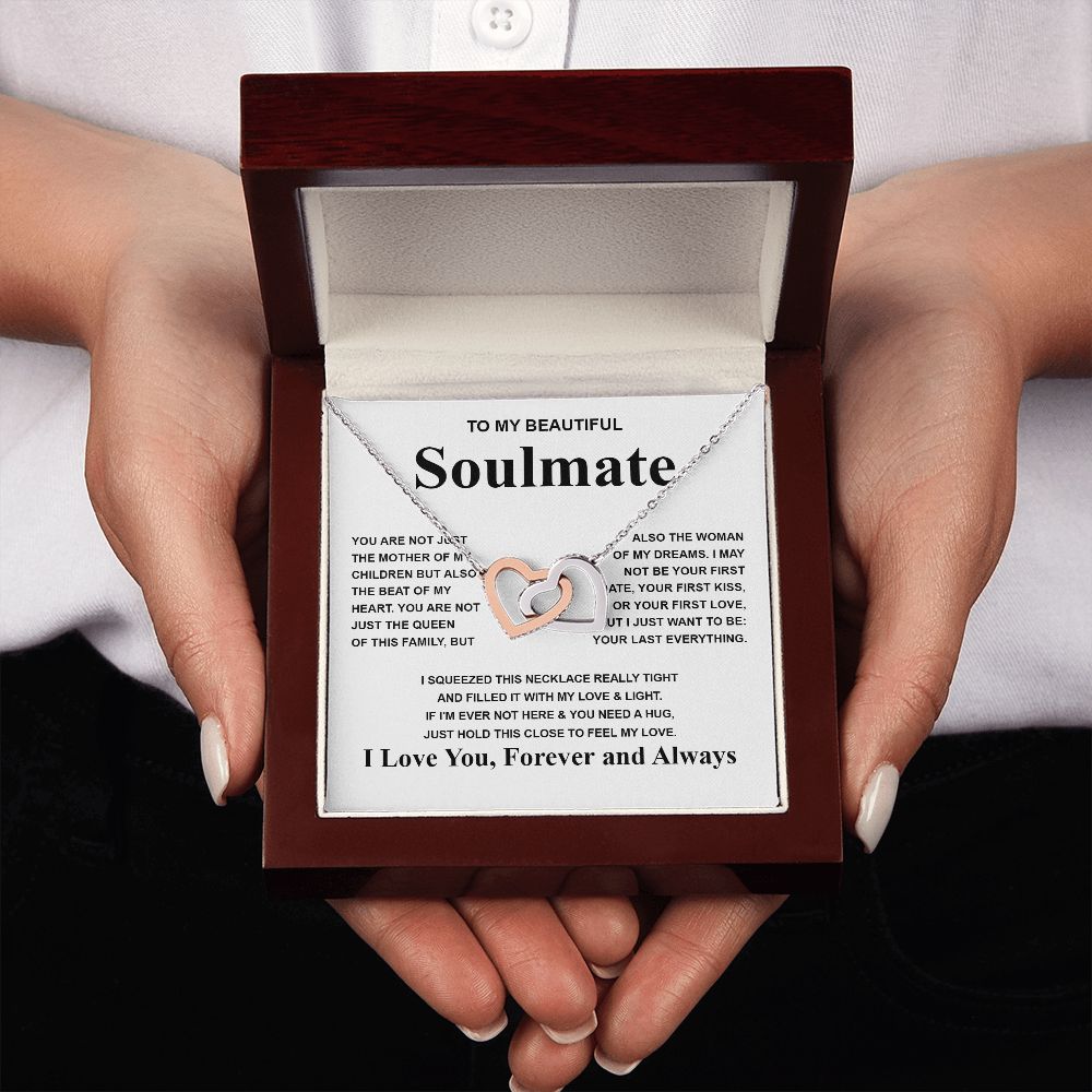 Gifts For Soulmate Birthday Gifts From Husband Necklace Valentines Days, Necklace for Future Soulmate, Valentine Necklace Jewelry for Wife Necklace Gifts from Husband - Soulmate Gift Necklace with Message Card and Gift Box Interlocking Heart