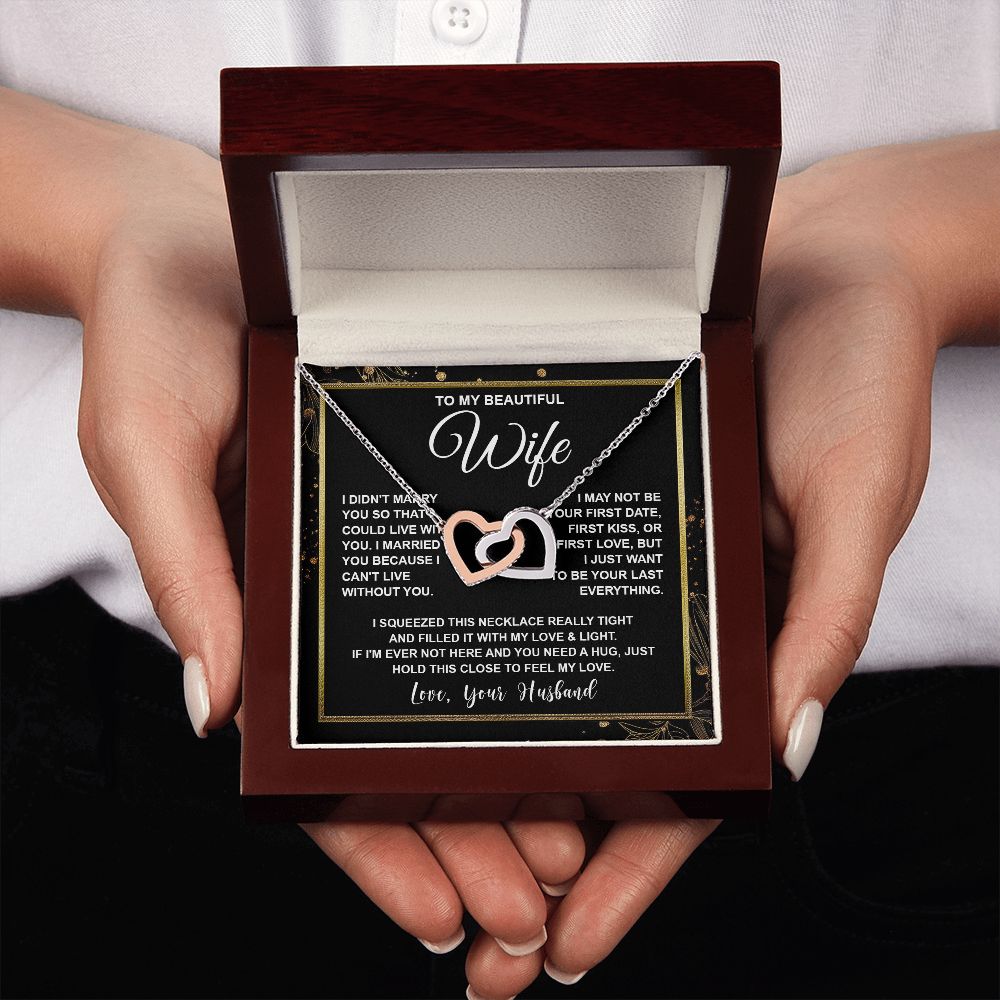 Wife Necklace Gifts From Husband, For Wife From Husband, Soulmate Anniversary Gifts From Husband, Necklaces For Wife From Husband To My Wife Necklace Message Card and Necklace Gift Box Gift Box Styles on Birthday, Wedding, Anniversary, Valentine Interlock