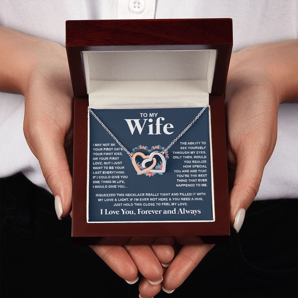Couples Gifts Necklace To My Soulmate Necklace Birthday Christmas Jewelry Romantic Gift For My Wife Pendant Jewelry with Message Card and Box Necklaces for Women Valentines Day Happy Anniversary Wedding Present Interlocking Heart