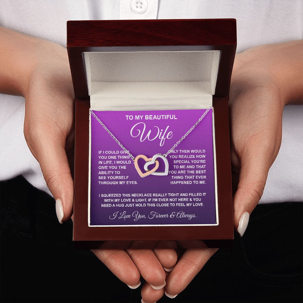 Soulmate Necklace Gifts From Husband, For Wife From Husband, Soulmate Gifts From Husband, Necklaces For Wife From Husband To My Wife Necklace Message Card and Necklace Gift Box Gift Box Styles on Birthday, Wedding, Anniversary, Valentine Interlocking Hear