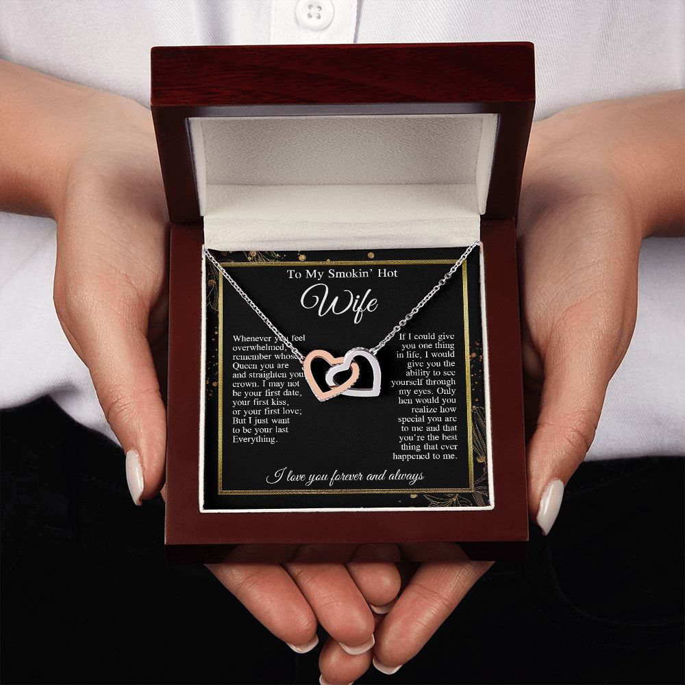 To My Beautiful Soulmate Necklace Gifts, Valentine Jewelry Gifts for Women, Anniversary Gifts For Wife From Husband To My Wife Necklace Message Card and Necklace Gift Box Gift Box Styles on Birthday, Wedding, Anniversary, Valentine Interlocking Heart