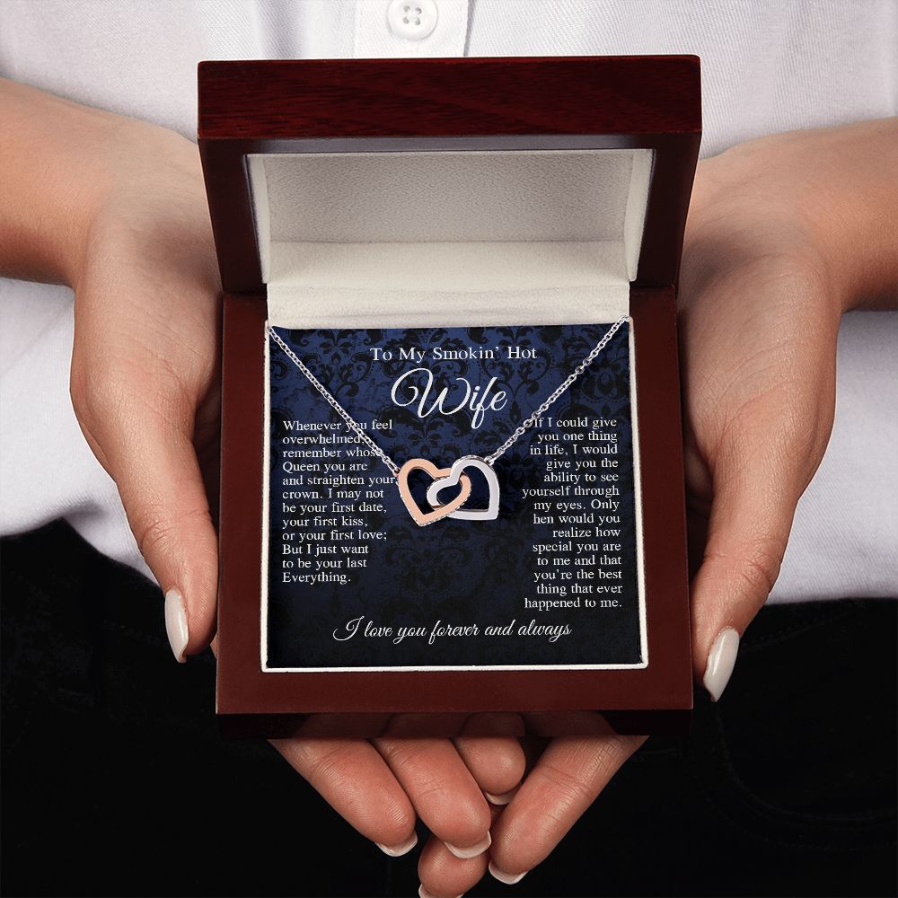 To My Beautiful Soulmate Necklace, Valentine Anniversary Jewelry Gift for Women, Anniversary Gifts For Wife From Husband To My Wife Necklace Message Card and Necklace Gift Box Gift Box Styles on Birthday, Wedding, Anniversary, Valentine Interlocking Heart