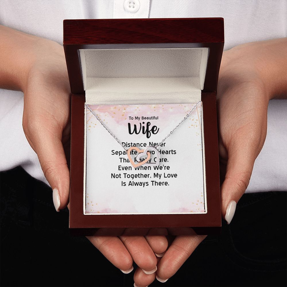 Couples Gifts, Beautiful Wife Necklace Gifts From Husband, Wedding Anniversary Jewelry For Wife From Husband, Wife Birthday From Husband, To My Unbiological Sister Message Card and Gift Box styles On Birthday, Christmas, Anniversary  Interlocking Heart