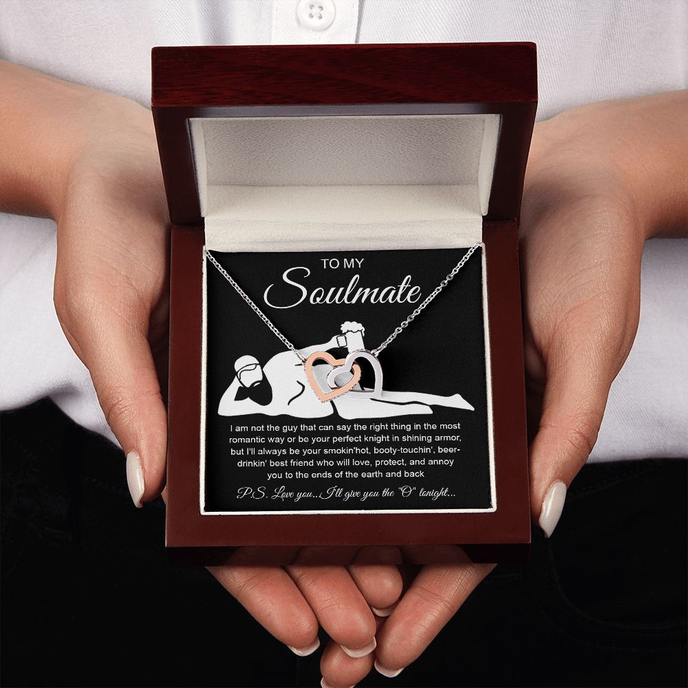 To My Soulmate Necklace For Women, Funny Gifts For Girlfriend,Valentine Christmas Presents For Girlfriend, Best Birthday Meaningful Gift Ideas For Wife, Women Romantic Jewelry For Her Anniversary Message Card and Gift Box Styles Interlocking Heart
