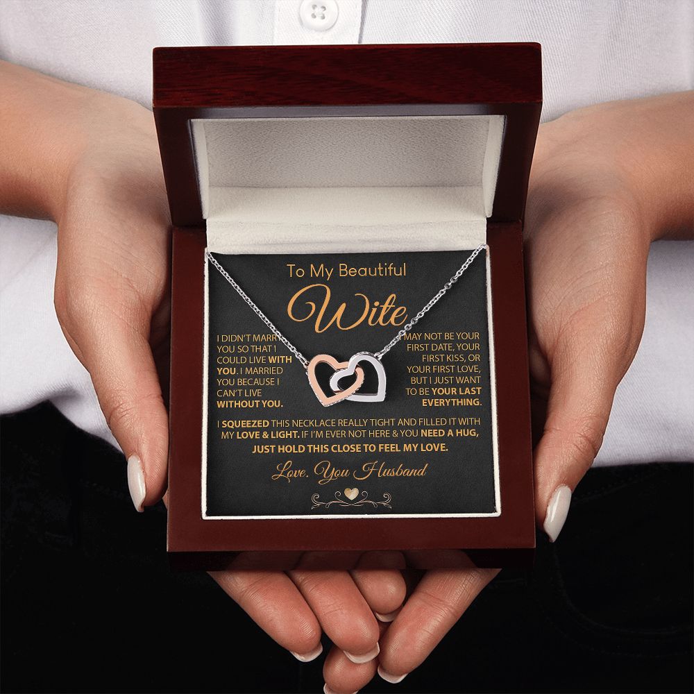 My Beautiful Soulmate Necklace Future Wife Gifts, Promise Necklace For Her, Fiance Gifts For Her, Valentine Gifts For Future Wife With Message Card Box LED, Soulmate Necklace For Women, To My Wife Necklace Interlocking Heart