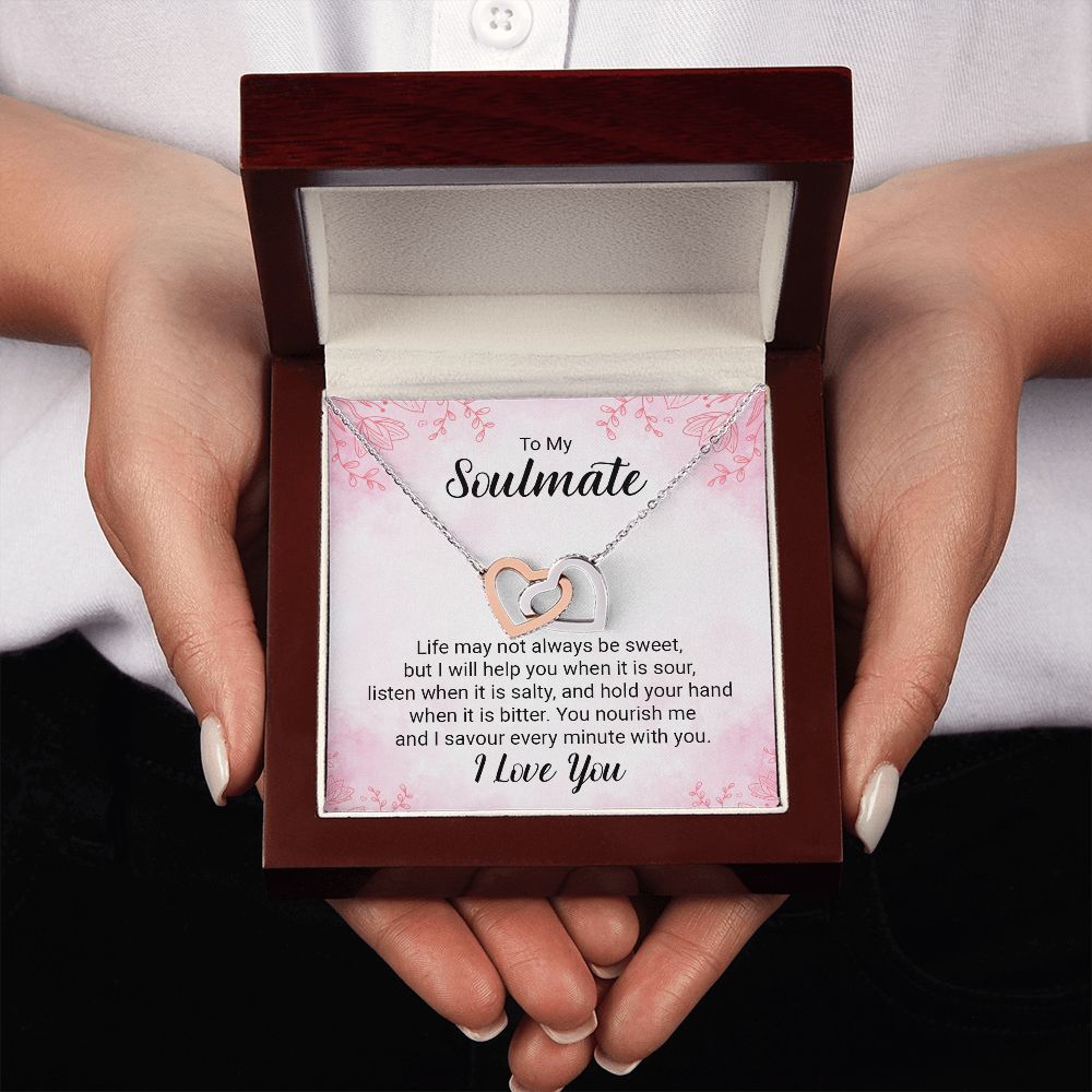 To My Soulmate Necklace for her Jewelry For Her Couples Gifts Necklaces For Soul Mate Christmas Jewelry, Love Knot Meaningful Necklace Message Card and Gift Box Styles on Birthday, Christmas, Anniversary Interlocking Heart